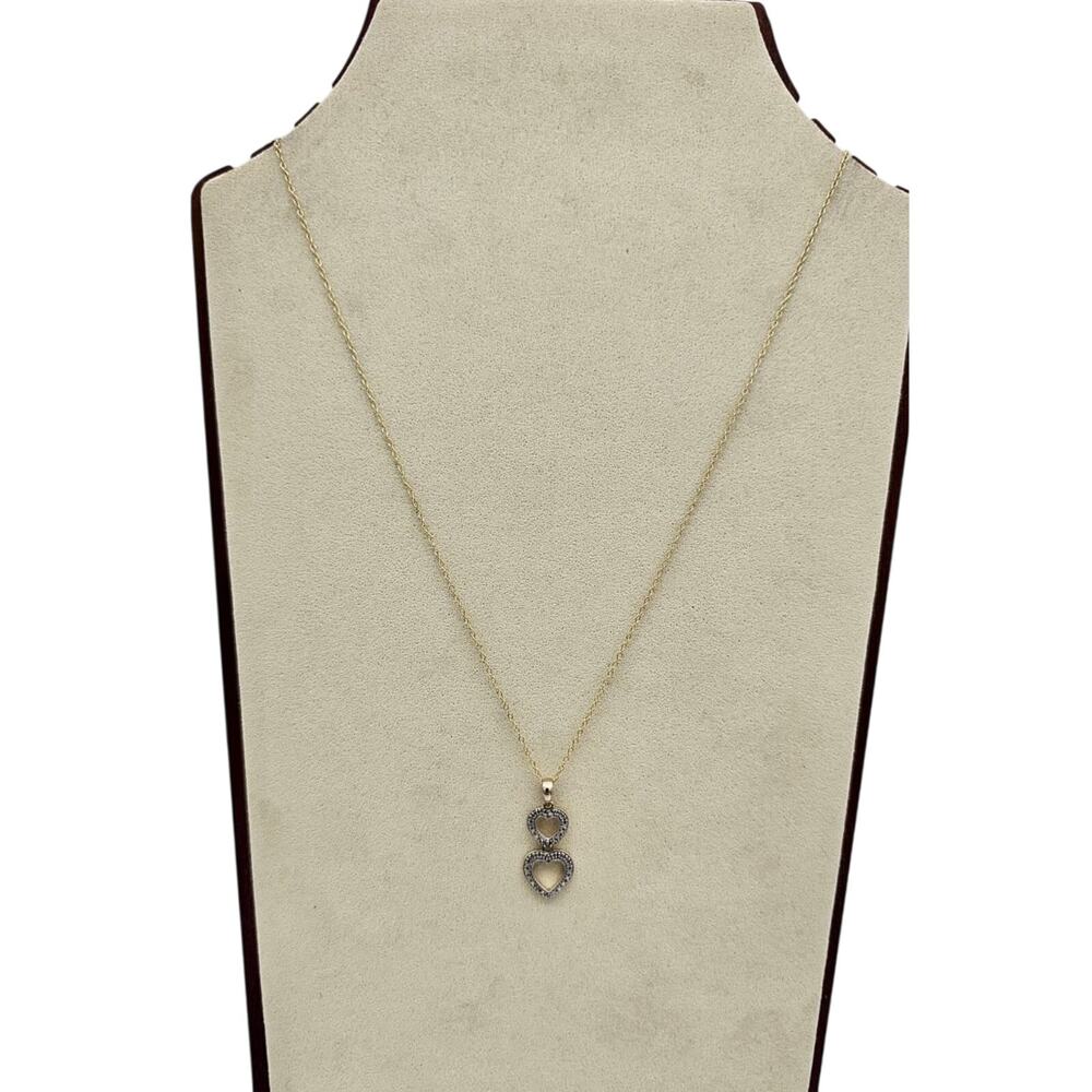 Ross Simons Gold Over Sterling Silver Double Heart Pendant And Chain - Picture 2 of 7